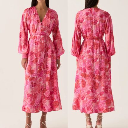 Wrap Front Midi Dress